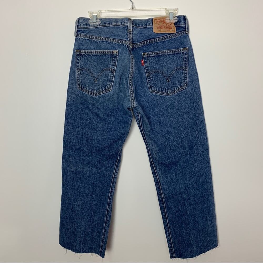 Levi’s Cropped 501 Cutoff Denim Jeans Tapered - Picture 6 of 7